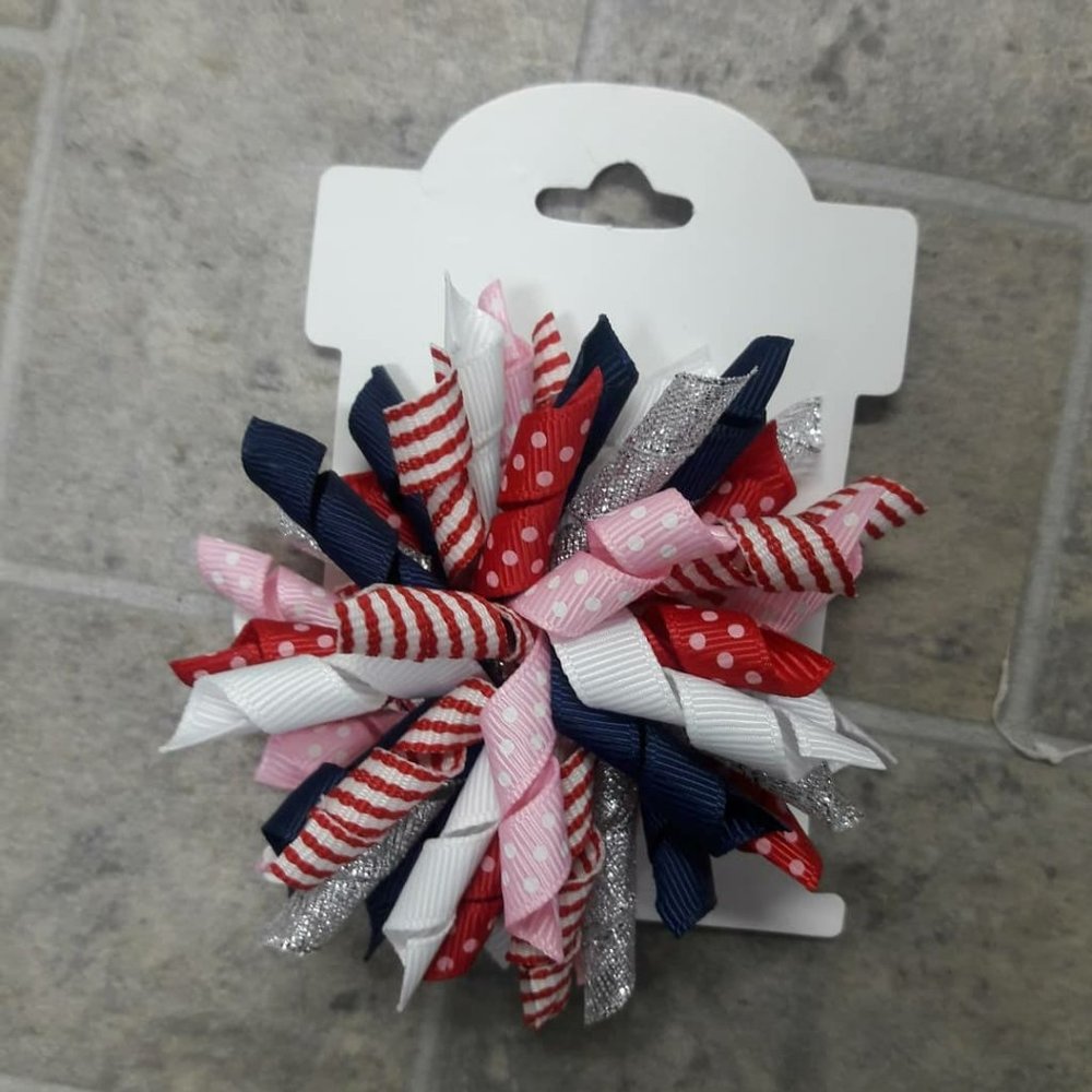 Girls Pink Red Navy Silver Spiral Boutique Custom Hair Bows